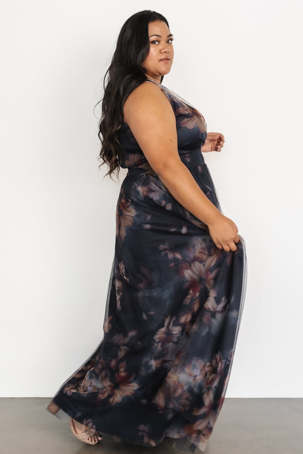 Kamila Tulle Maxi Dress | Baltic Born Dark Blue Floral