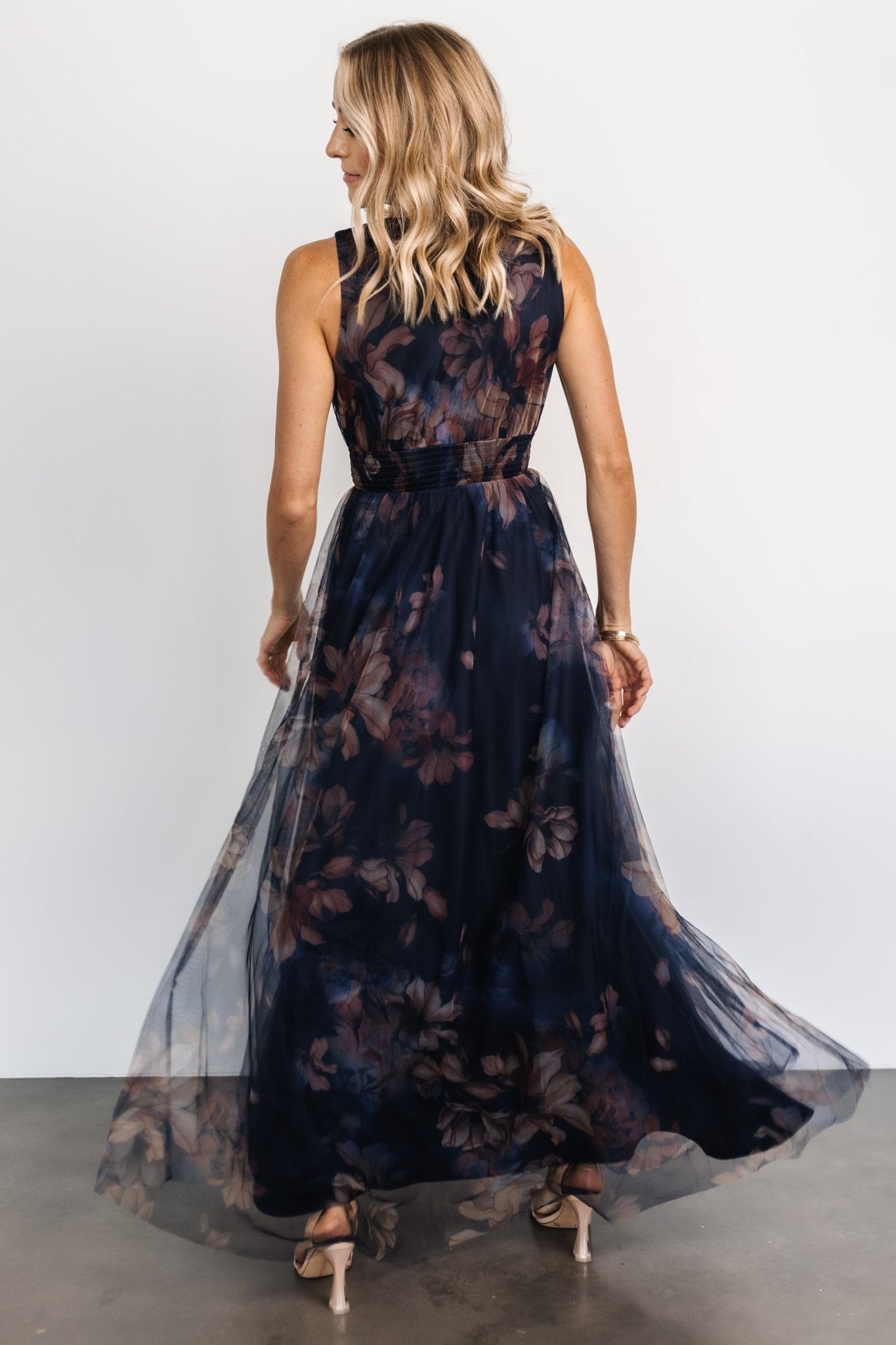 Kamila Tulle Maxi Dress | Baltic Born Dark Blue Floral