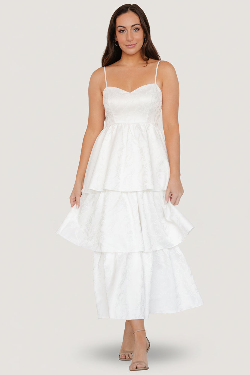 Violetta Embossed Tiered Dress | Baltic Born Off White