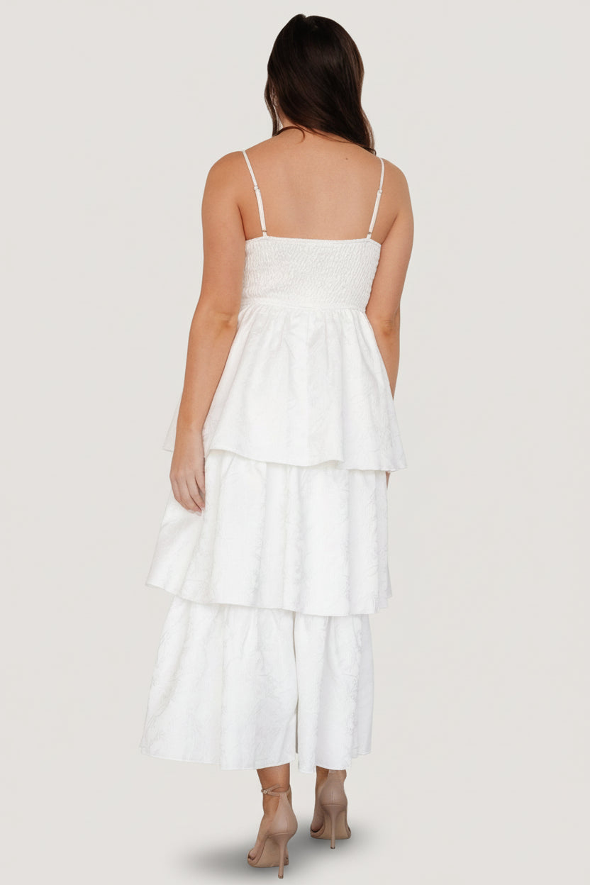 Violetta Embossed Tiered Dress | Baltic Born Off White