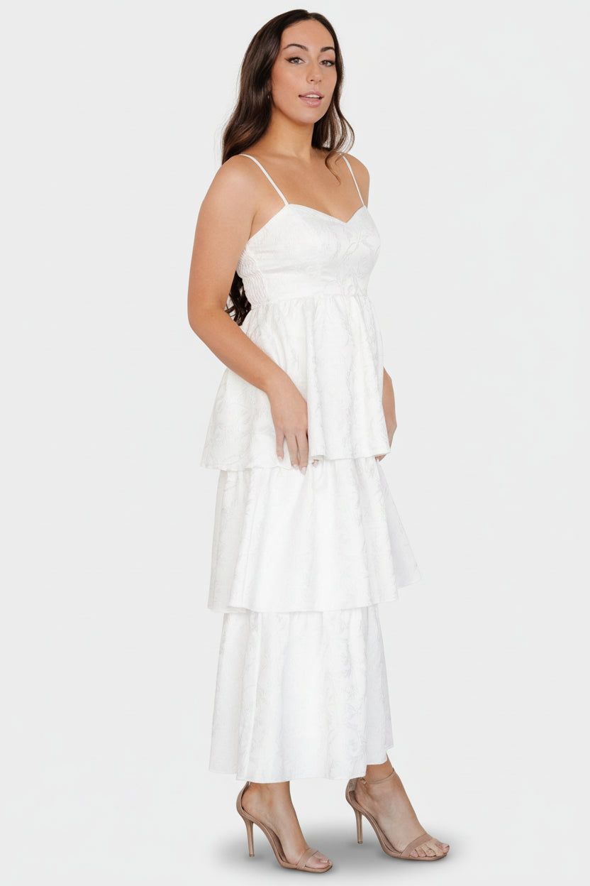 Violetta Embossed Tiered Dress | Baltic Born Off White