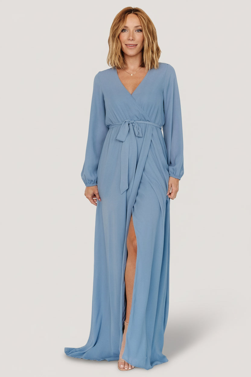 Breanne Faux Wrap Maxi Dress | Baltic Born Slate Blue