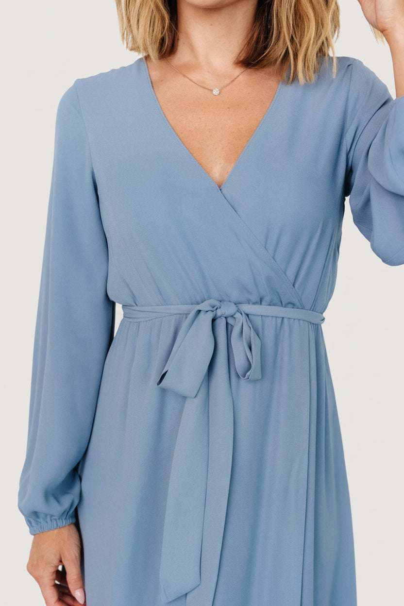 Breanne Faux Wrap Maxi Dress | Baltic Born Slate Blue