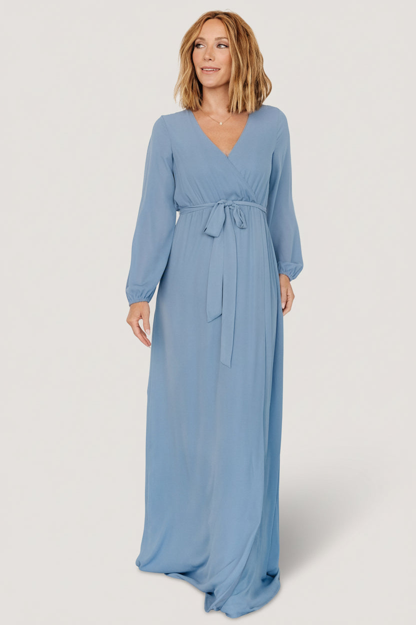 Breanne Faux Wrap Maxi Dress | Baltic Born Slate Blue