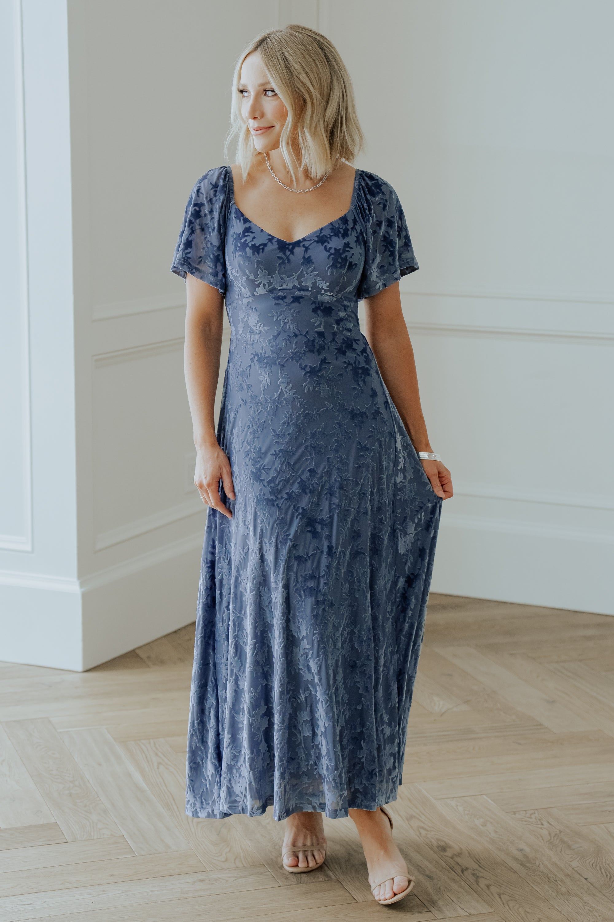 Everley Velvet Maxi Dress | Baltic Born Whisper Blue