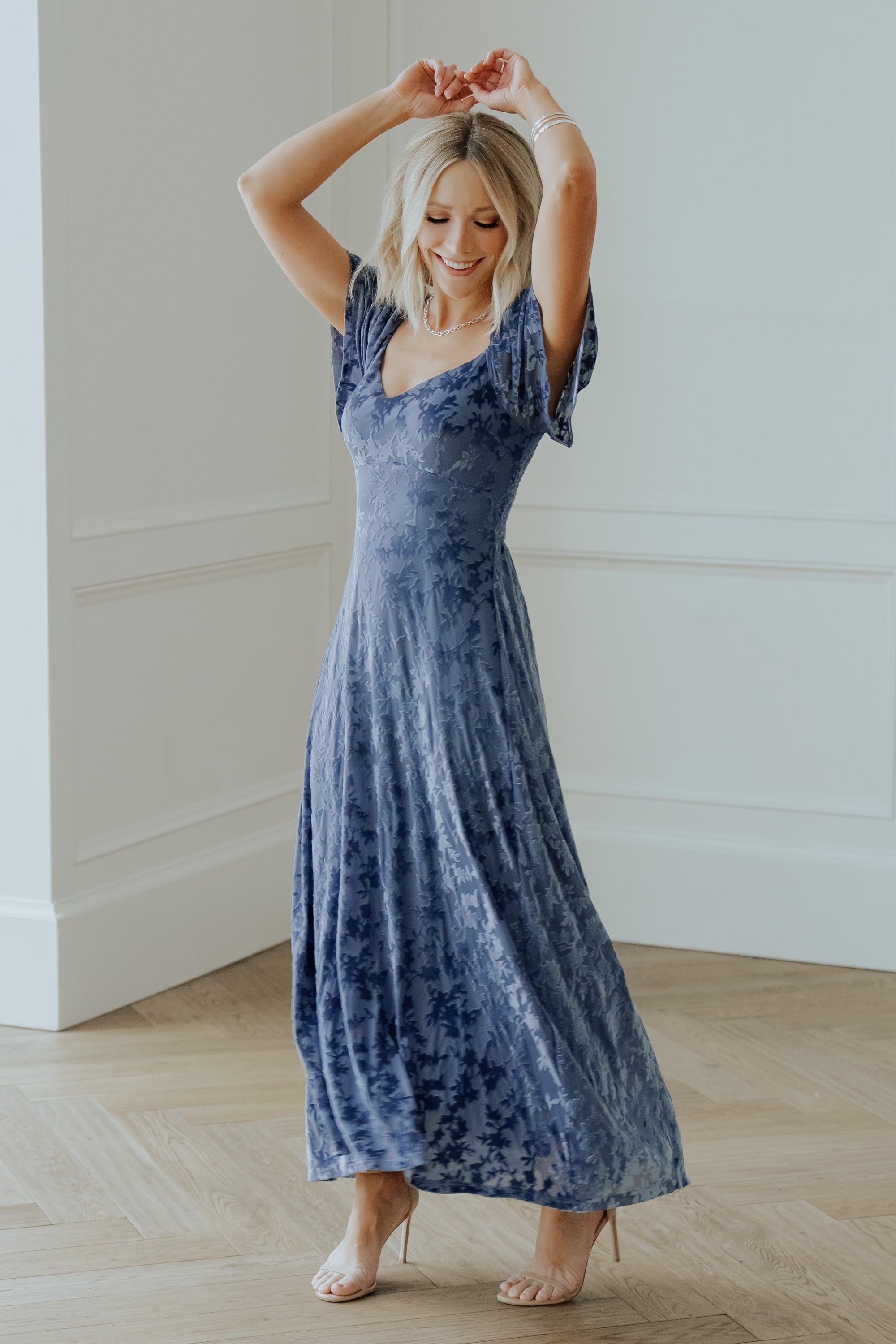 Everley Velvet Maxi Dress | Baltic Born Whisper Blue