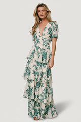 Montaigne Ruffle Maxi Dress | Baltic Born Ivory + Green Floral