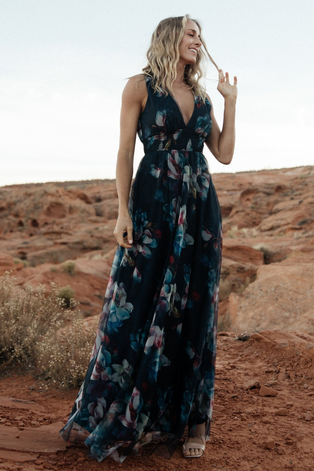 Kamila Tulle Maxi Dress | Baltic Born Navy Abstract Floral