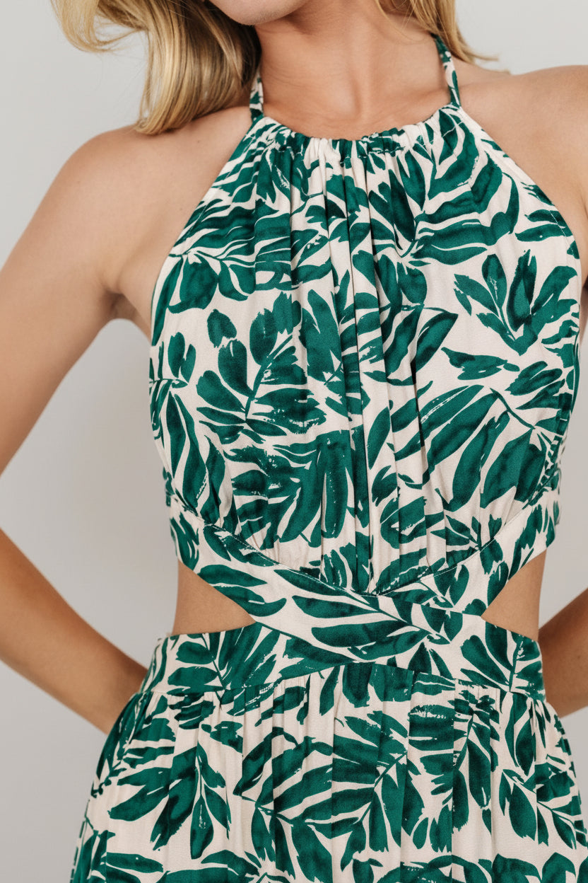 Brett Halter Maxi Dress | Baltic Born Palm Green Print