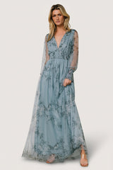 Layla Tulle Maxi Dress | Baltic Born Dusty Blue Floral