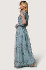 Layla Tulle Maxi Dress | Baltic Born Dusty Blue Floral