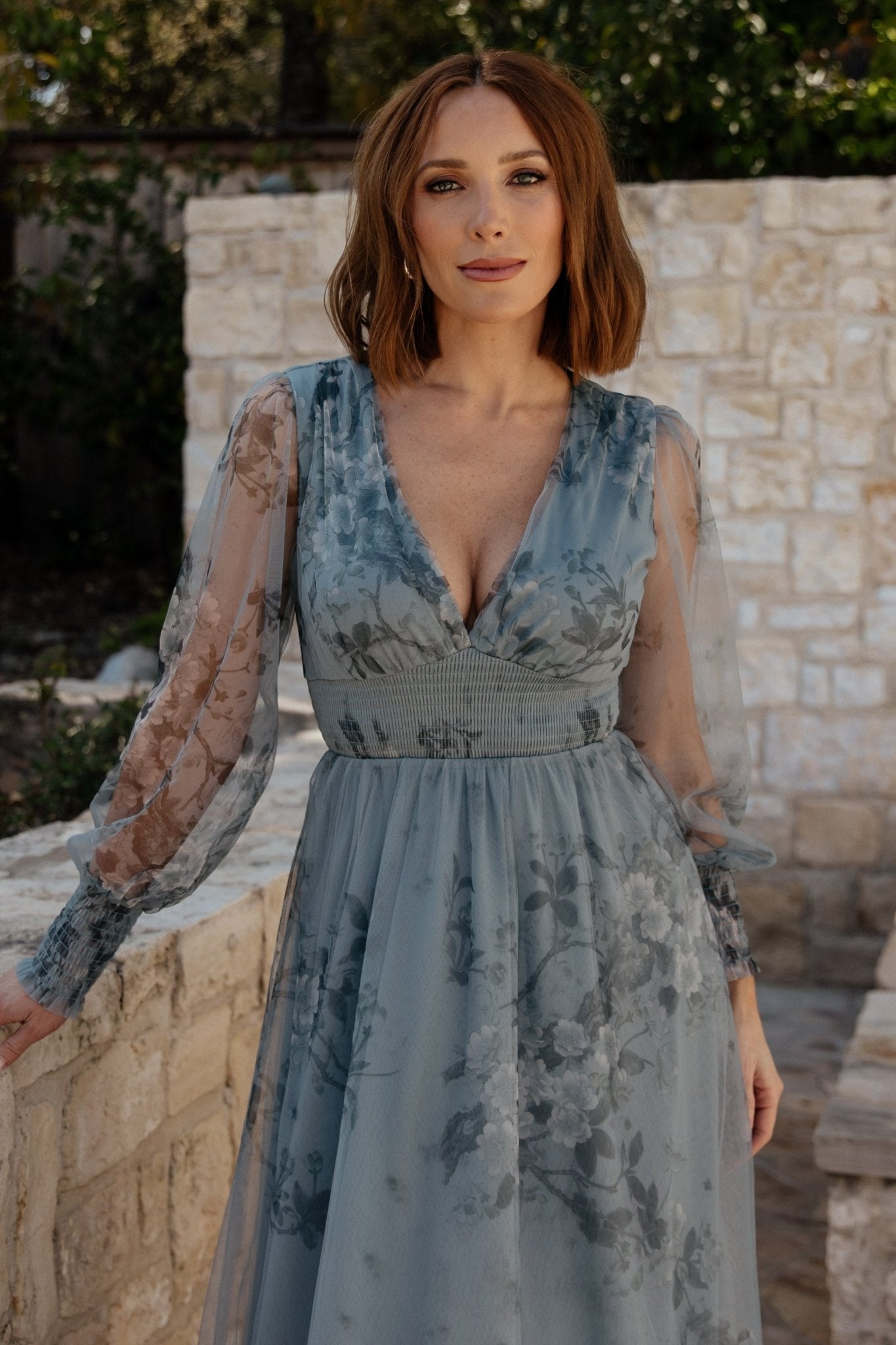 Layla Tulle Maxi Dress | Baltic Born Dusty Blue Floral