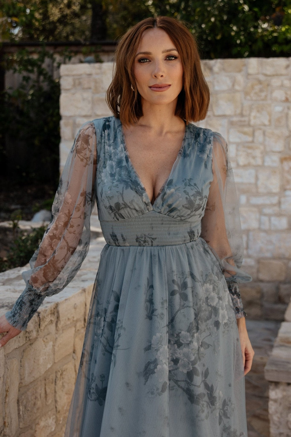 Layla Tulle Maxi Dress | Baltic Born Dusty Blue Floral
