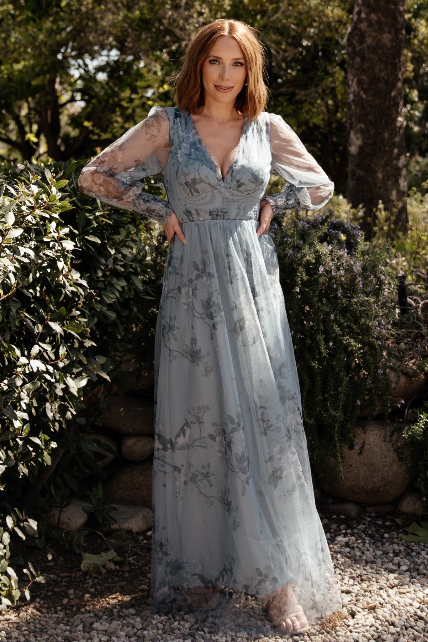Layla Tulle Maxi Dress | Baltic Born Dusty Blue Floral