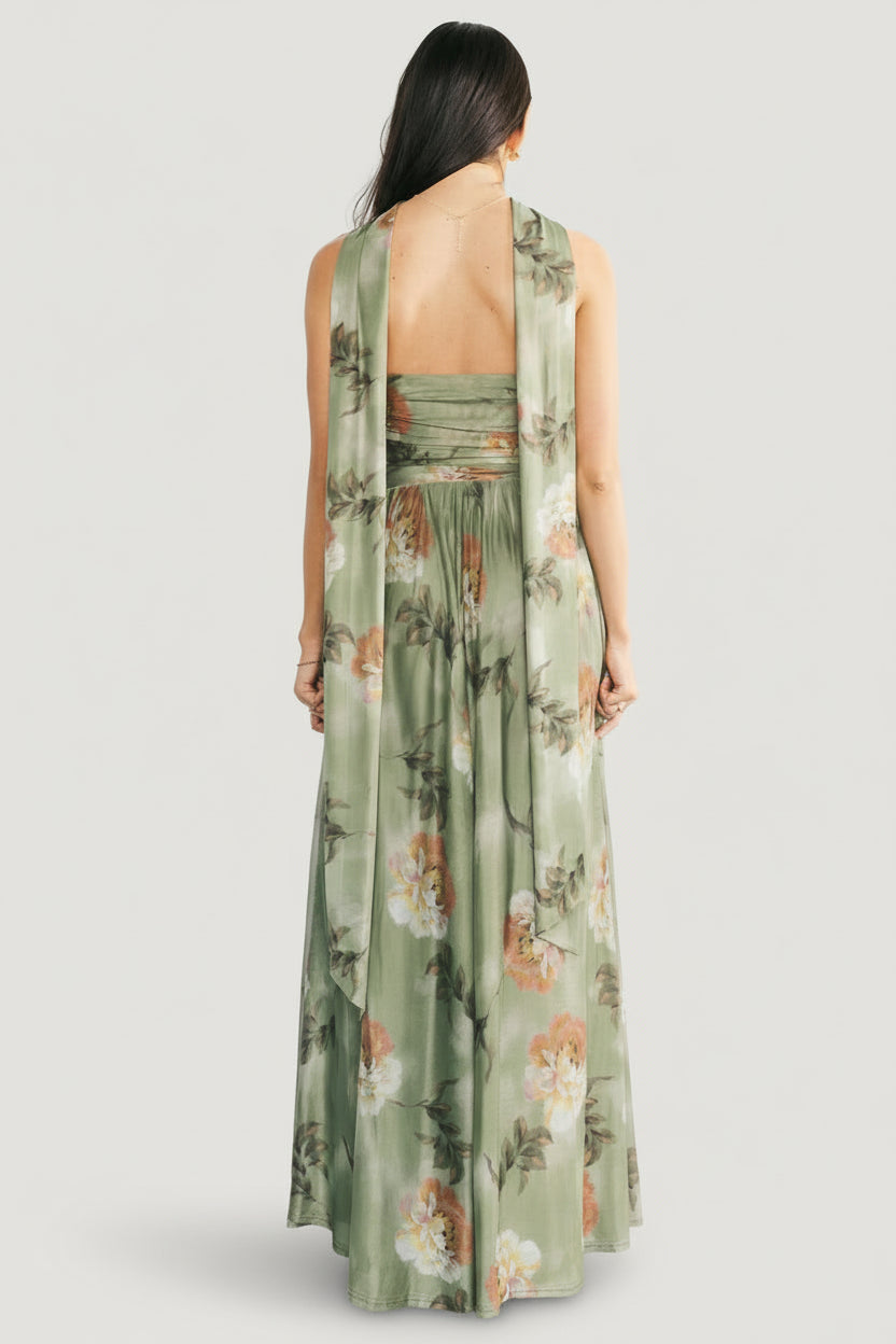 Elias Strapless Maxi Dress | Baltic Born Dark Sage Floral