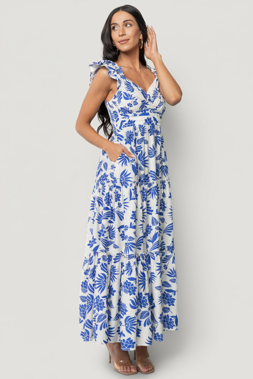 Mercedes Maxi Dress | Baltic Born Blue + Off White