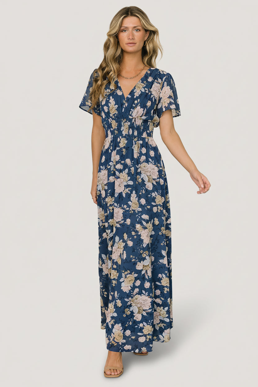 Birdie Maxi Dress | Baltic Born Blue + Blush Floral