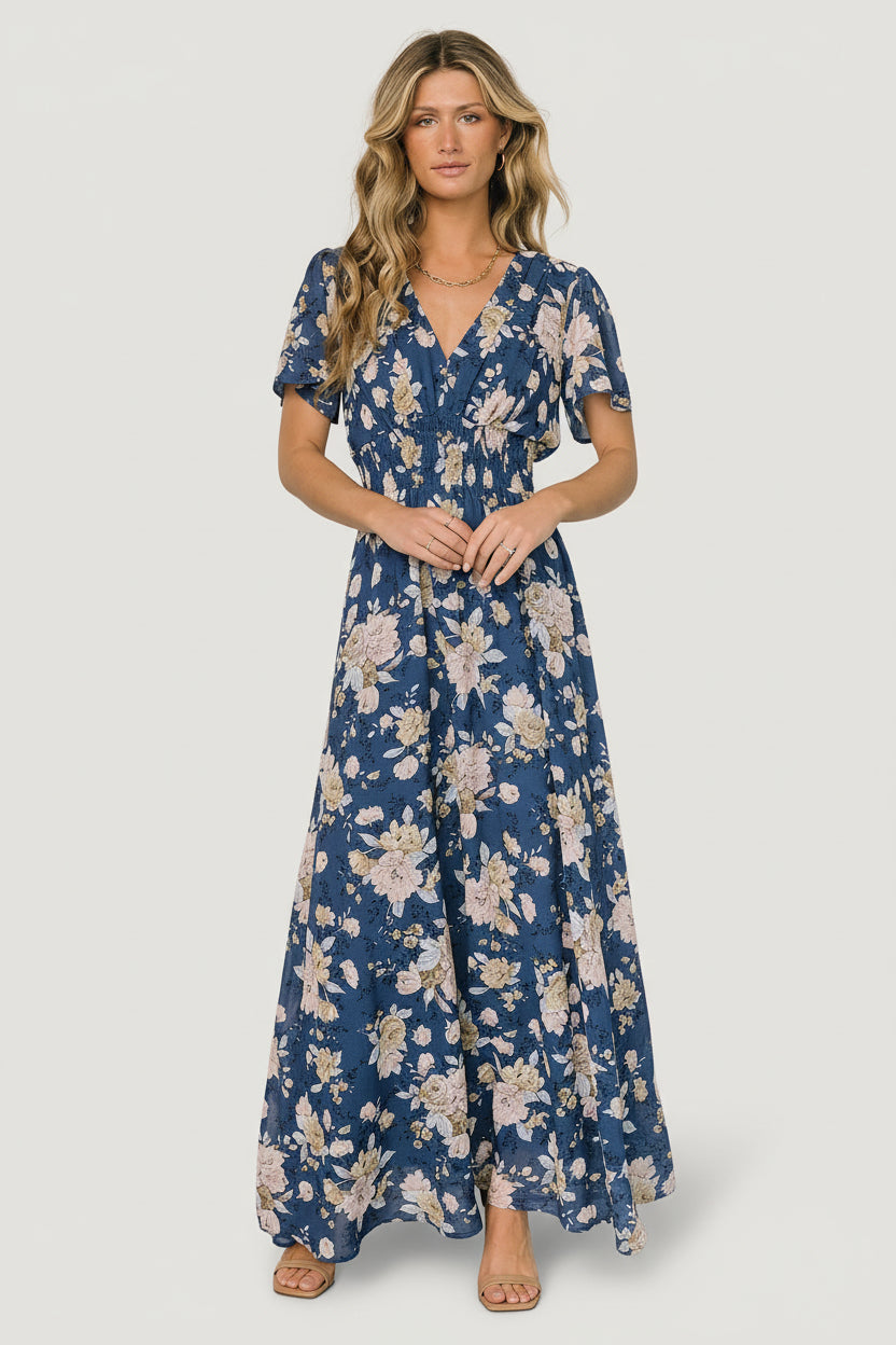 Birdie Maxi Dress | Baltic Born Blue + Blush Floral