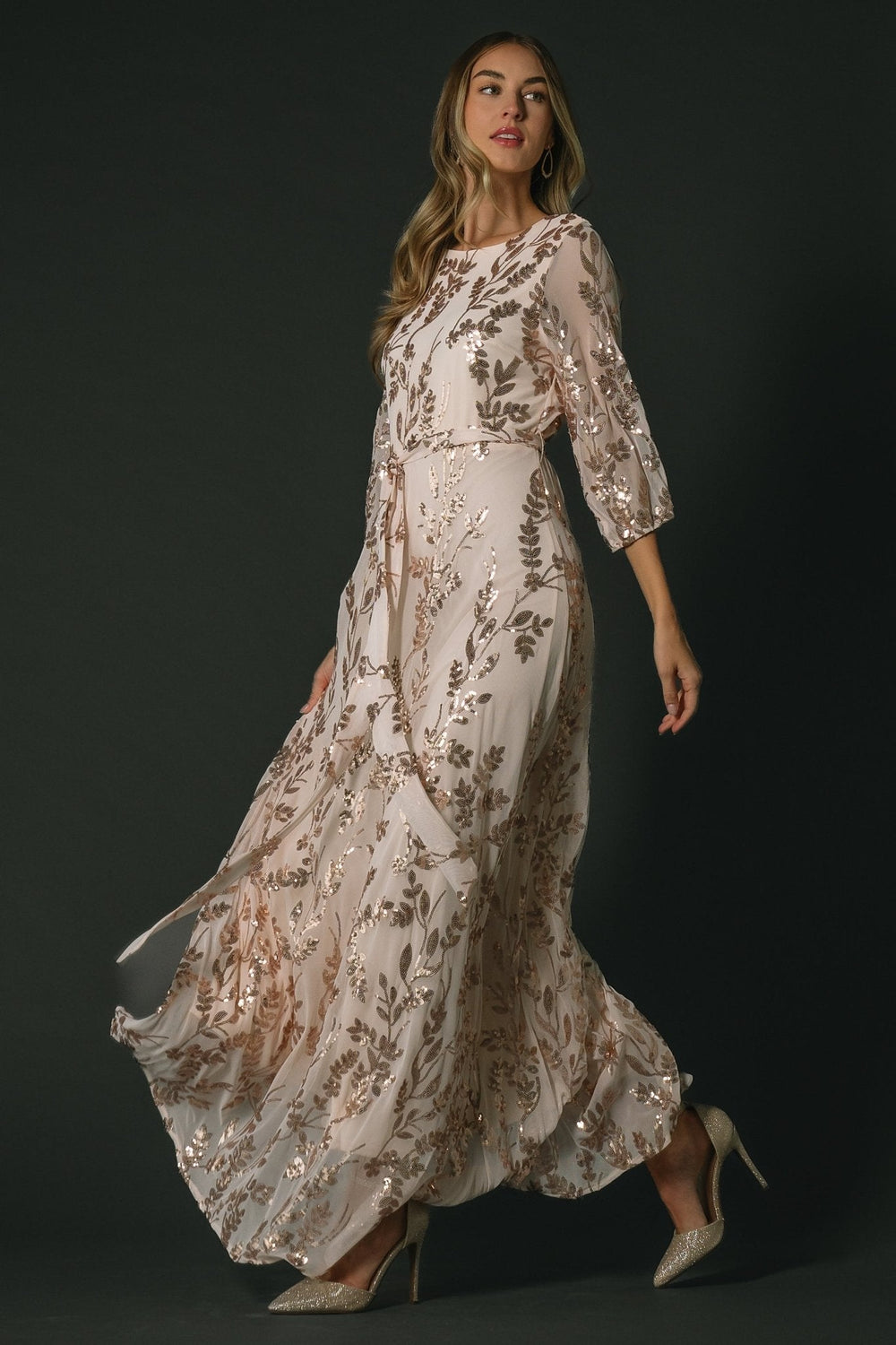 Destiny Sequin Maxi Dress | Baltic Born Rose Gold