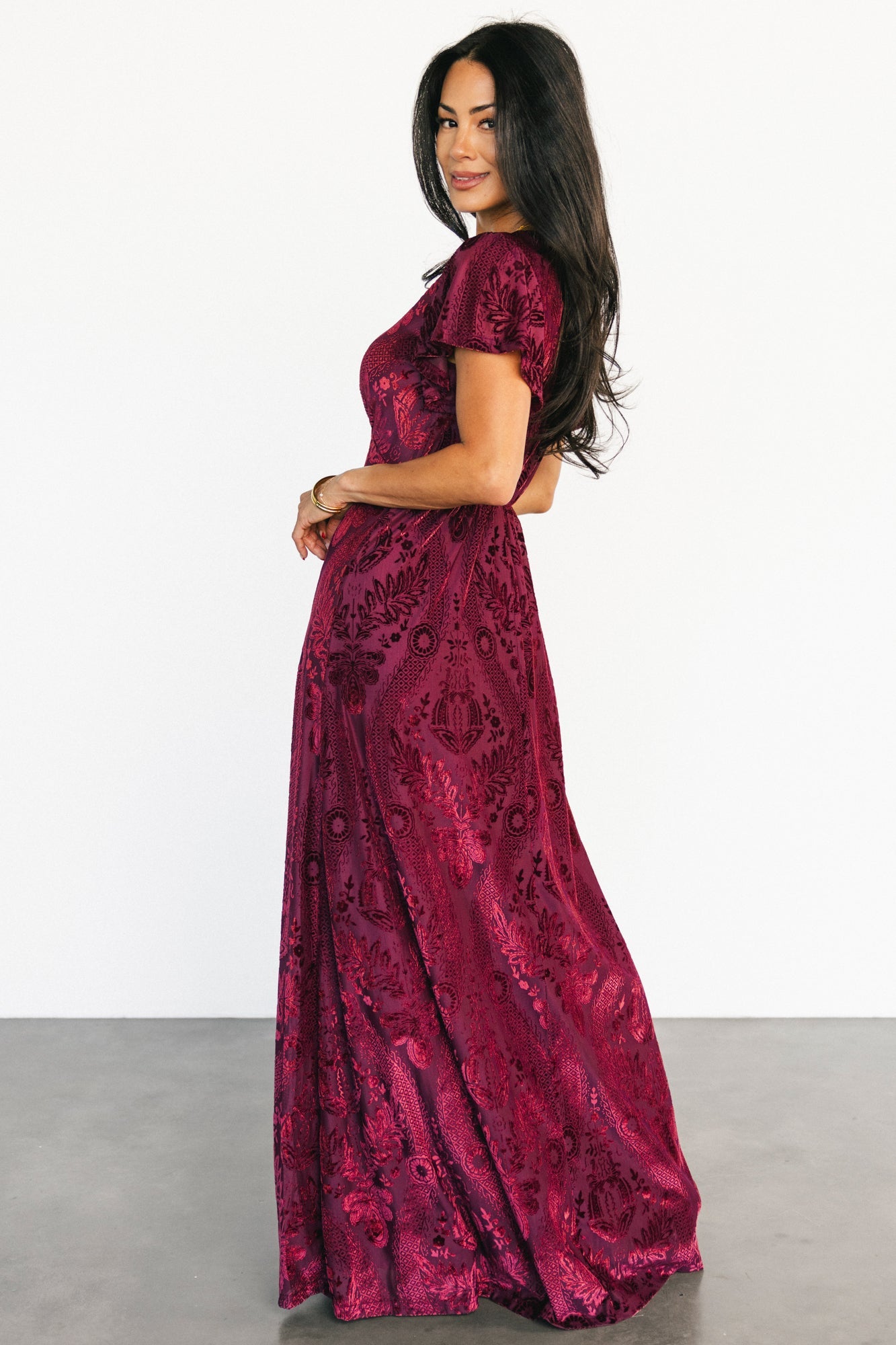 Kimberly Velvet Maxi Dress | Baltic Born Wine