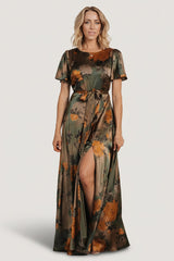 Agnes Satin Maxi Dress | Baltic Born Olive Floral