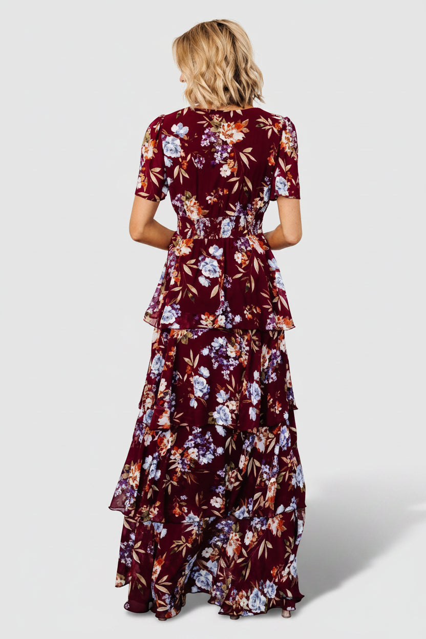 Montaigne Ruffle Maxi Dress | Baltic Born Mulberry Floral