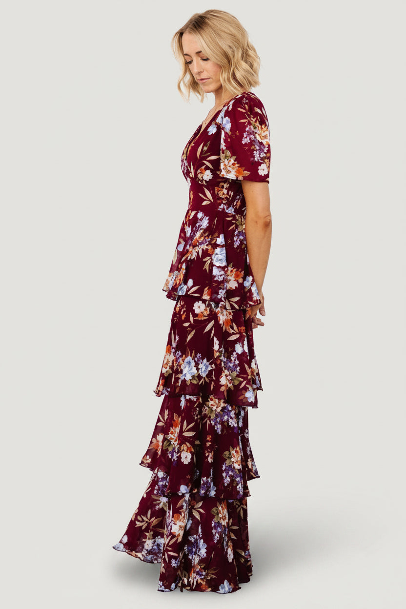 Montaigne Ruffle Maxi Dress | Baltic Born Mulberry Floral