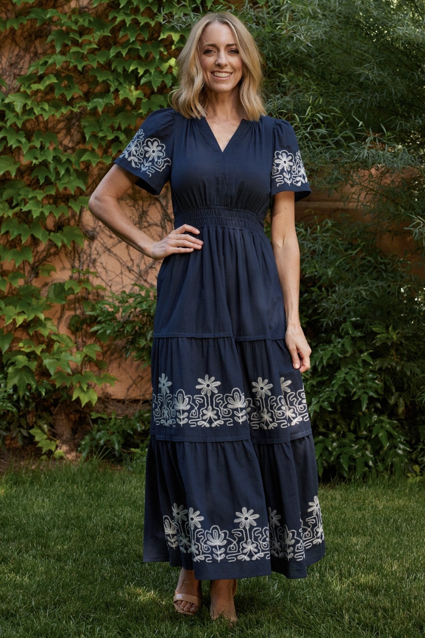 Kennedy Embroidered Maxi Dress | Baltic Born Blue