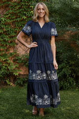 Kennedy Embroidered Maxi Dress | Baltic Born Blue