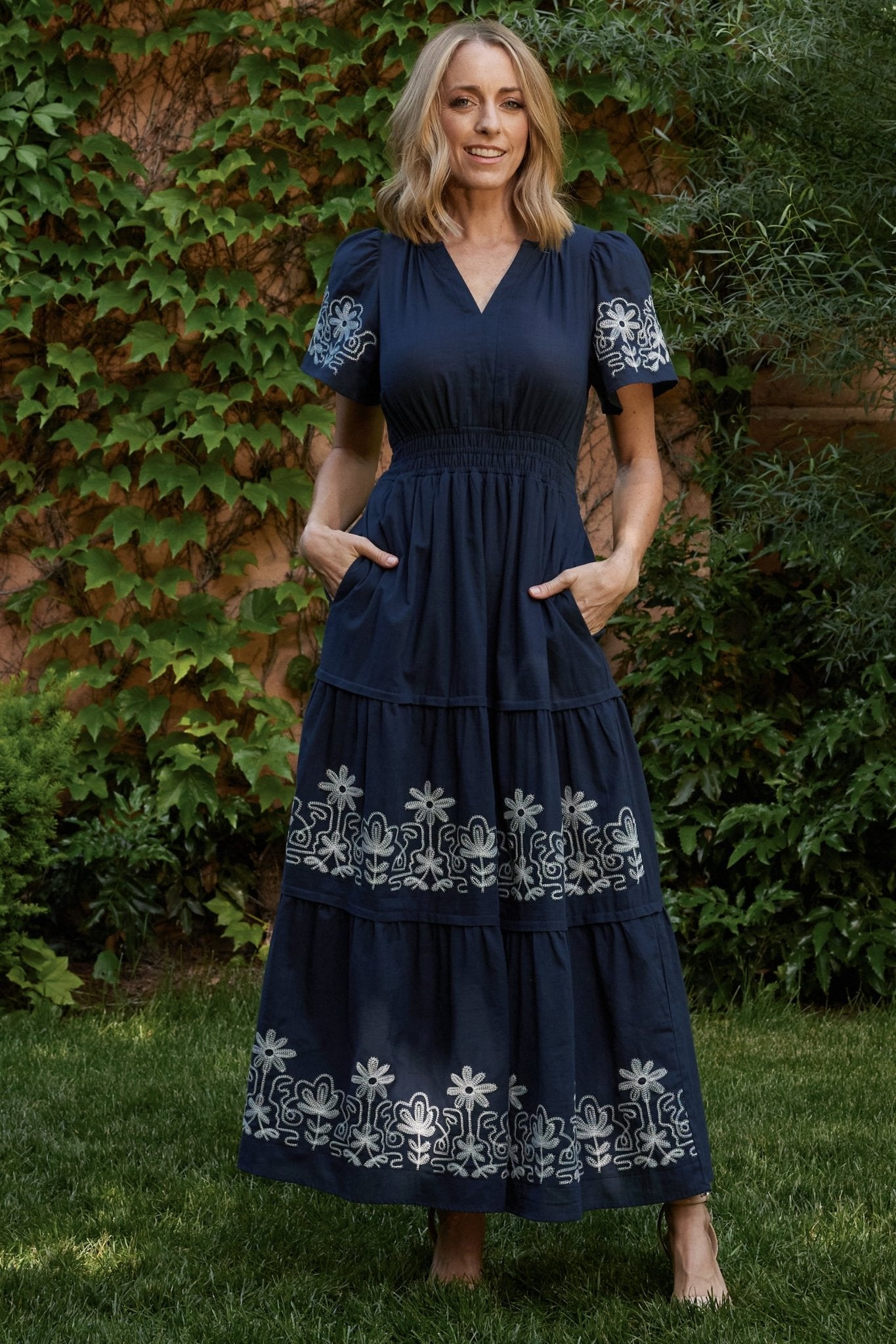 Kennedy Embroidered Maxi Dress | Baltic Born Blue