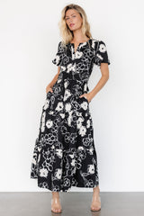 Kiana Poplin Maxi Dress | Baltic Born Black + Cream