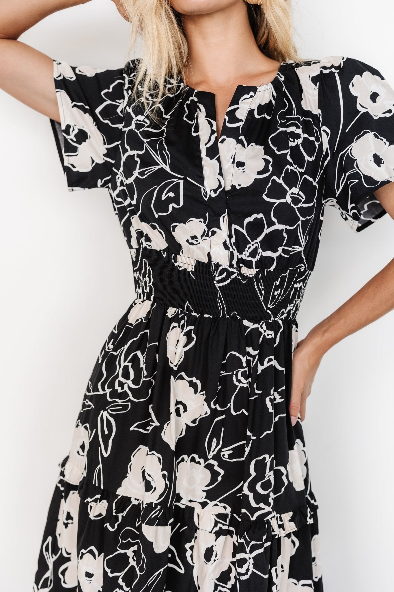 Kiana Poplin Maxi Dress | Baltic Born Black + Cream