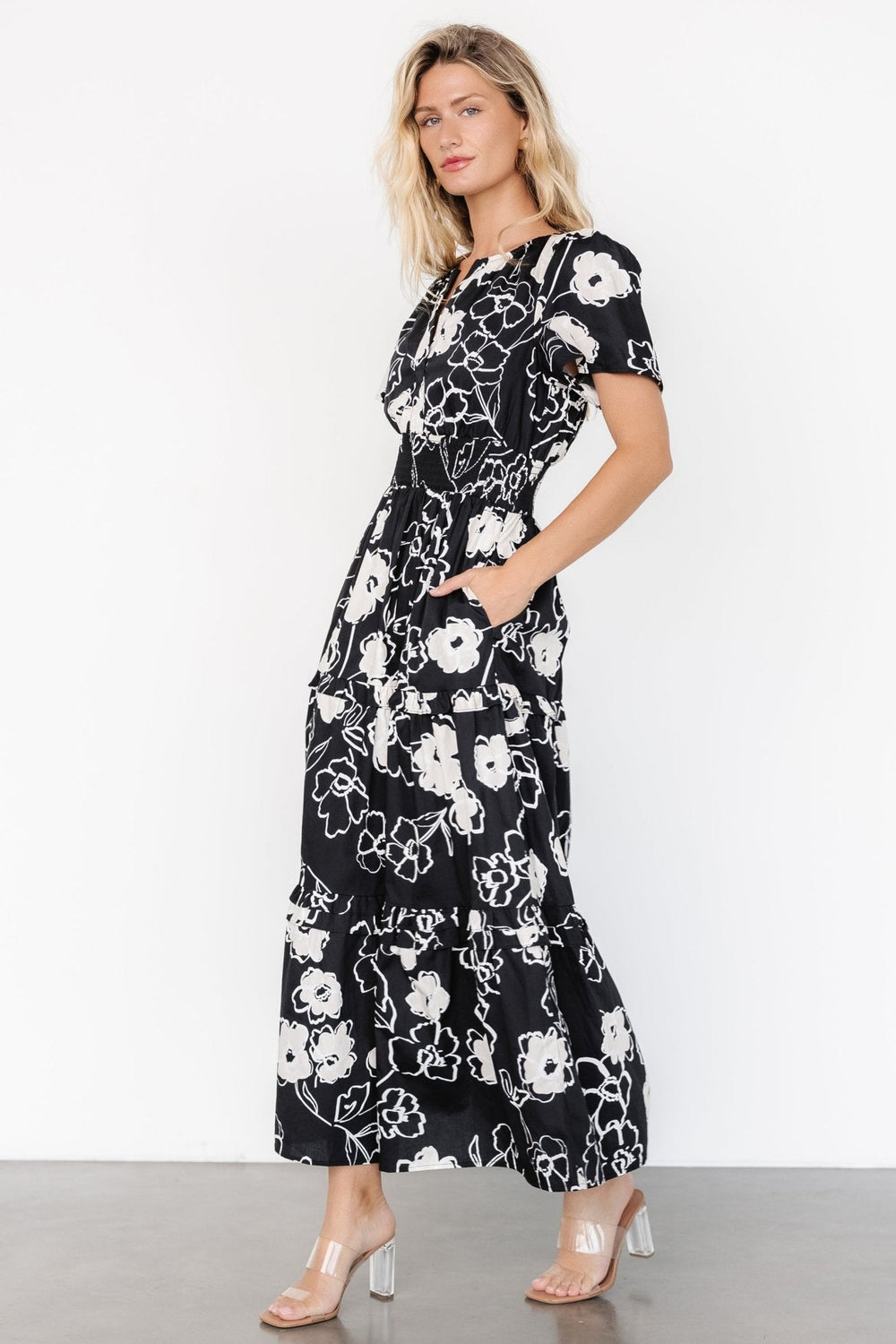 Kiana Poplin Maxi Dress | Baltic Born Black + Cream