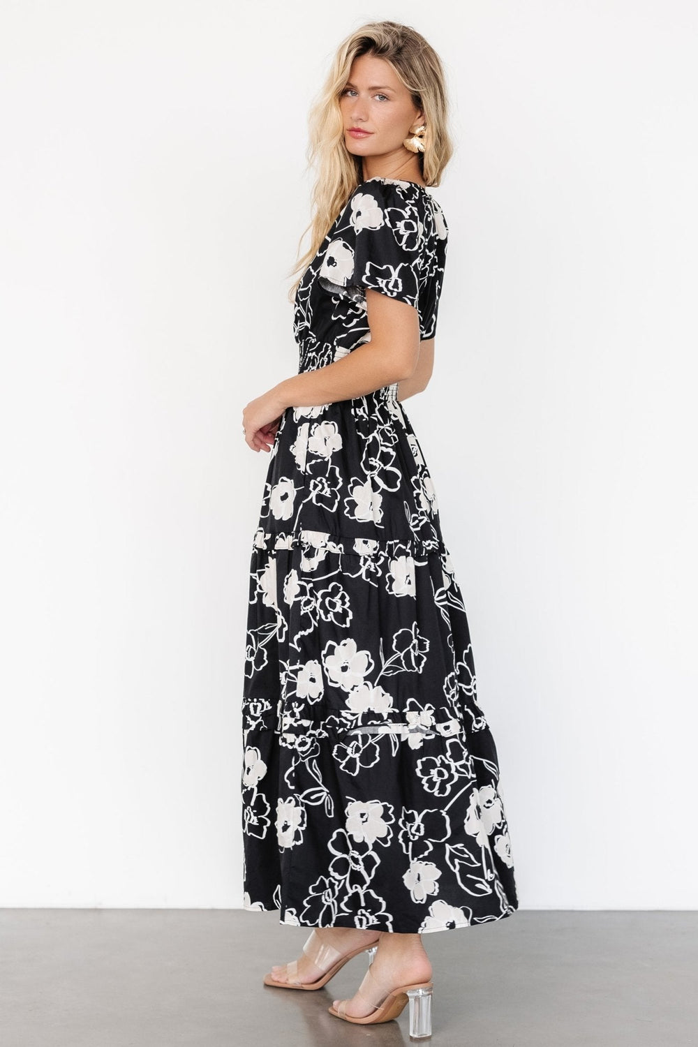 Kiana Poplin Maxi Dress | Baltic Born Black + Cream