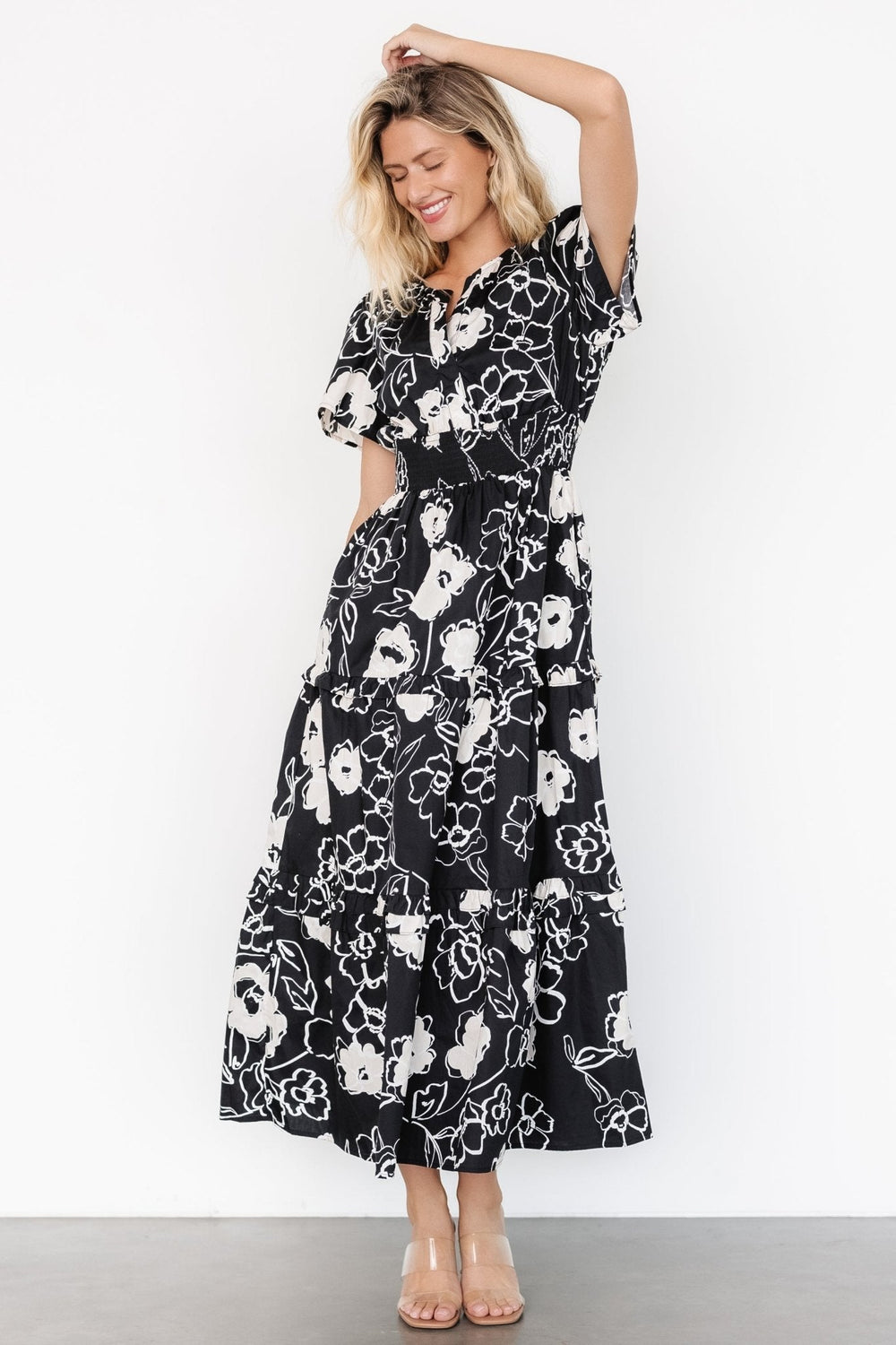 Kiana Poplin Maxi Dress | Baltic Born Black + Cream