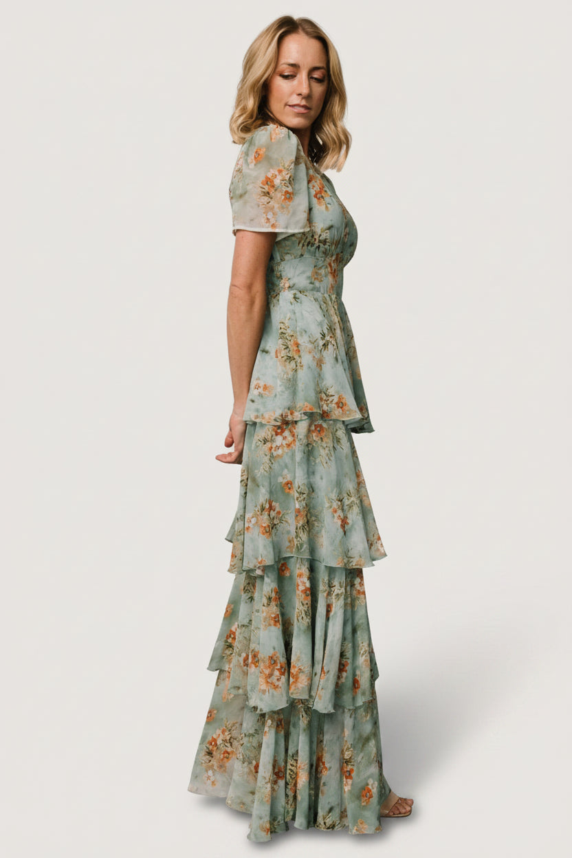 Montaigne Ruffle Maxi Dress | Baltic Born Blue Sage Floral