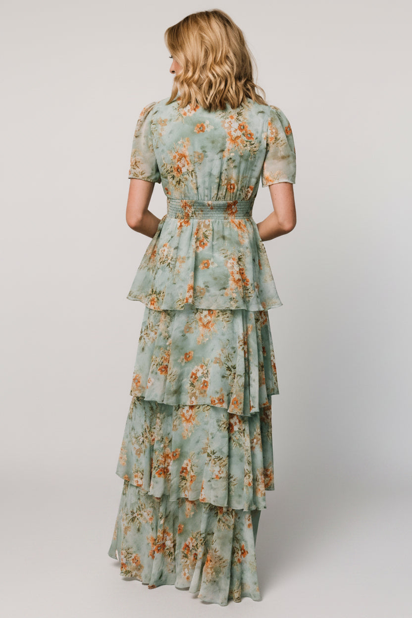Montaigne Ruffle Maxi Dress | Baltic Born Blue Sage Floral
