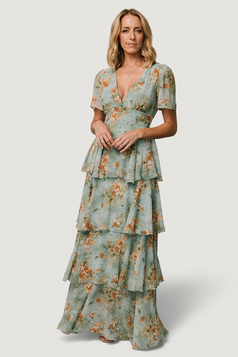 Montaigne Ruffle Maxi Dress | Baltic Born Blue Sage Floral