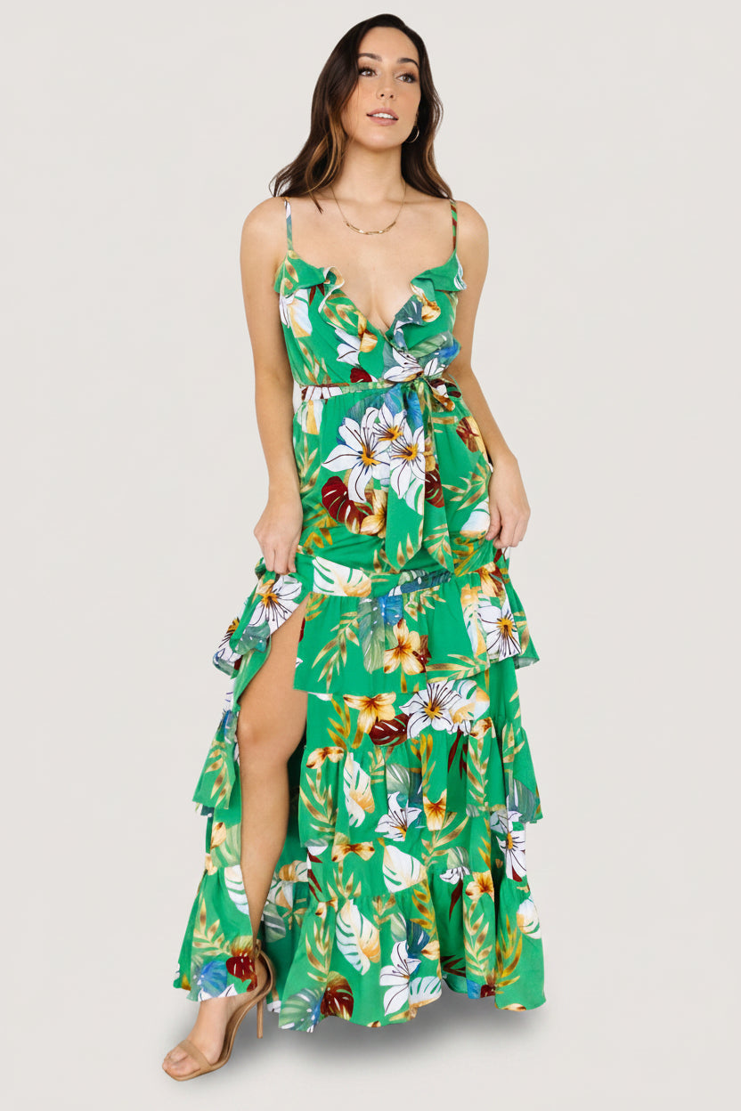 Dolores Ruffle Maxi Dress | Baltic Born Green Multi