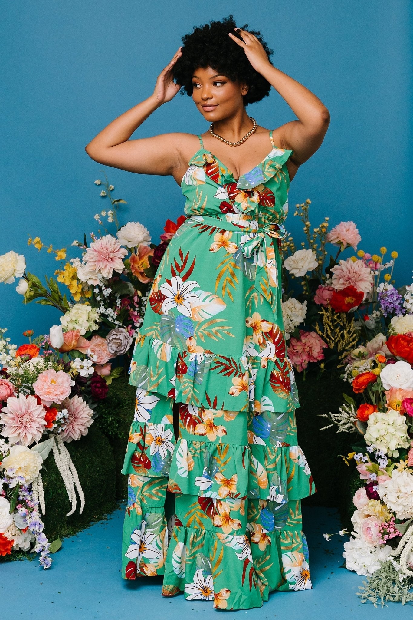Dolores Ruffle Maxi Dress | Baltic Born Green Multi