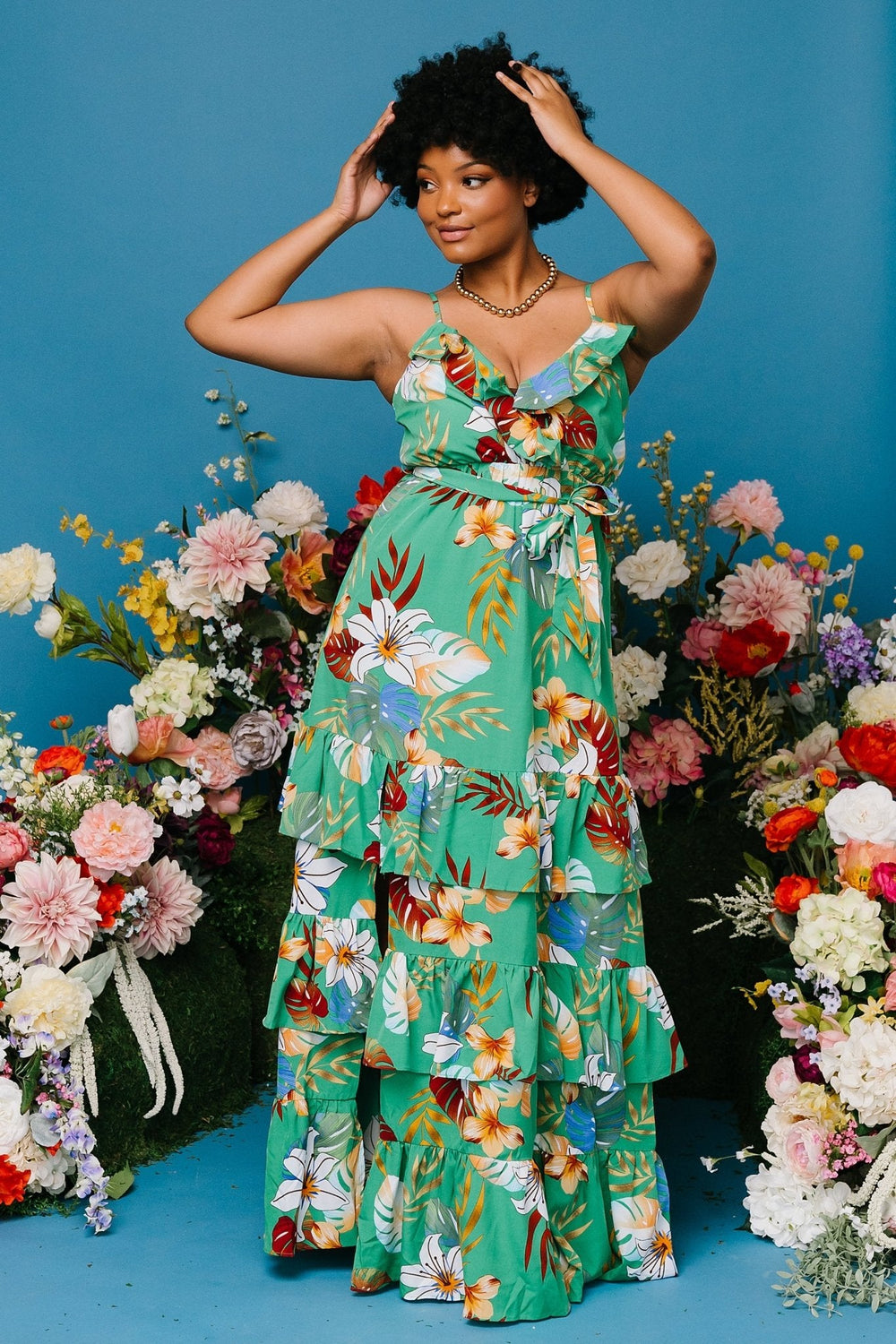 Dolores Ruffle Maxi Dress | Baltic Born Green Multi