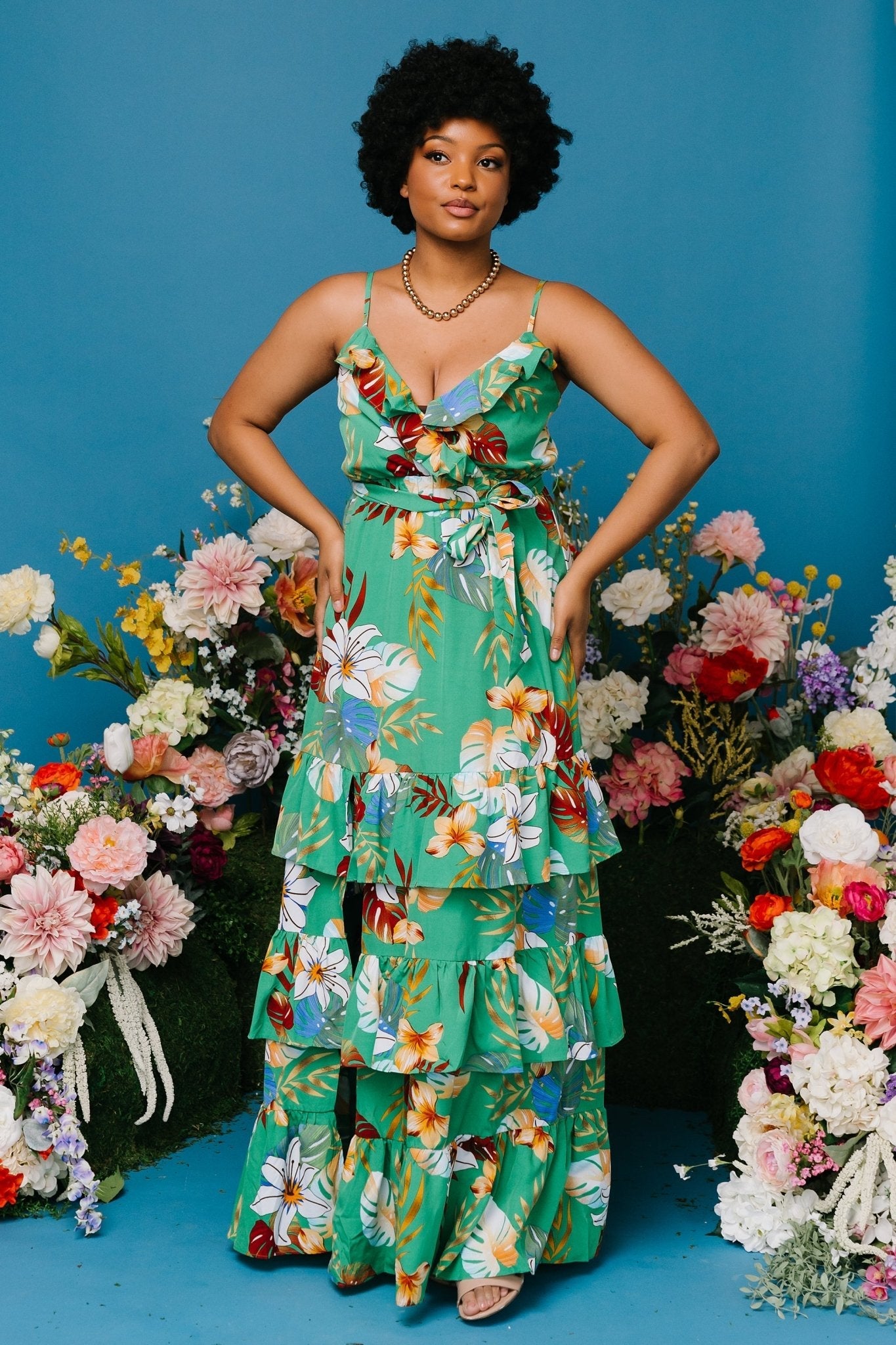 Dolores Ruffle Maxi Dress | Baltic Born Green Multi