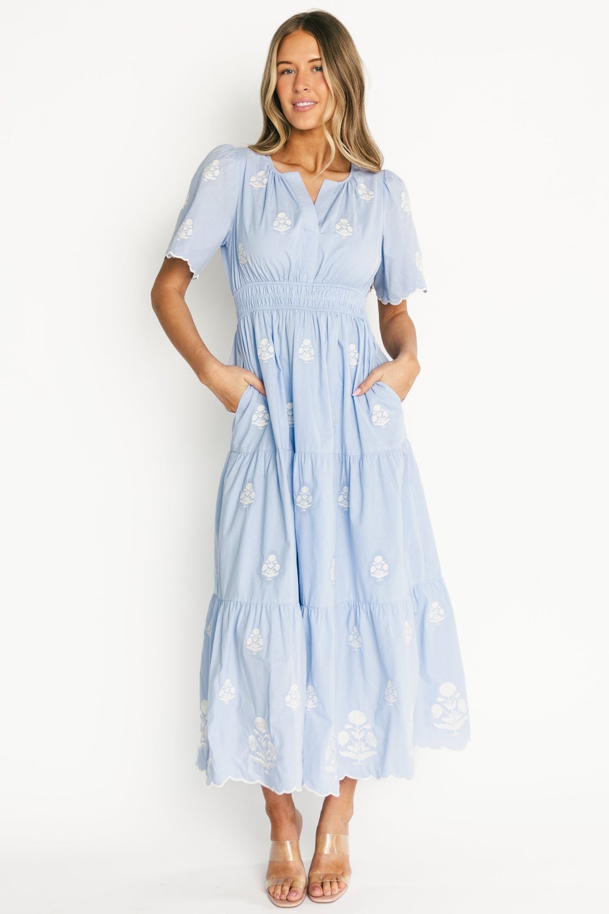 Delilah Embroidered Maxi Dress | Baltic Born Blue