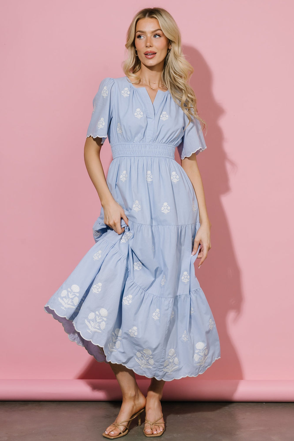 Delilah Embroidered Maxi Dress | Baltic Born Blue