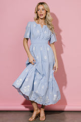 Delilah Embroidered Maxi Dress | Baltic Born Blue
