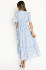 Delilah Embroidered Maxi Dress | Baltic Born Blue