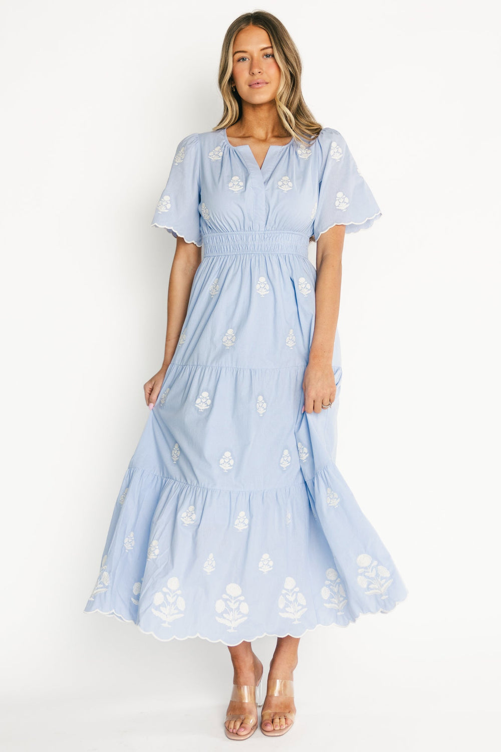 Delilah Embroidered Maxi Dress | Baltic Born Blue