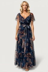 Nicola Tulle Maxi Dress | Baltic Born Dark Blue Floral