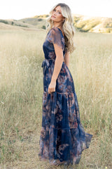 Nicola Tulle Maxi Dress | Baltic Born Dark Blue Floral