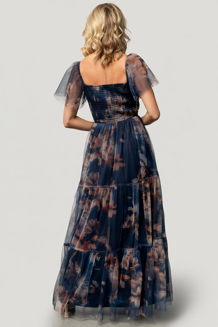 Nicola Tulle Maxi Dress | Baltic Born Dark Blue Floral